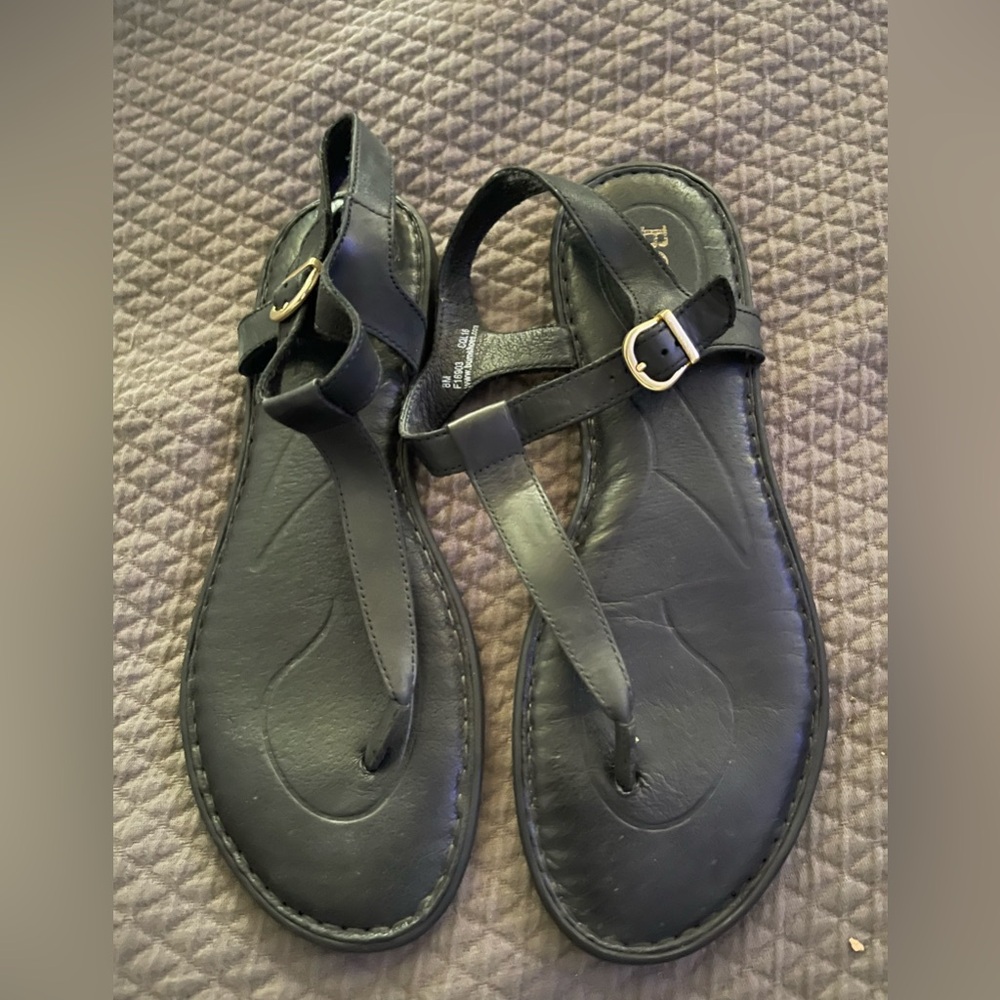 Born black leather sandals